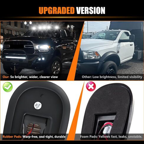 مصابيح LED لسقف الكابينة للجري العلوي لسيارات دودج رام 1500 2500 3500 4500 5500 2003-2018 شاحنات بيك اب، عدسات مدخنة بيضاء كاملة LED لمصابيح علامة الكابينة، 5 قطع in Kuwait