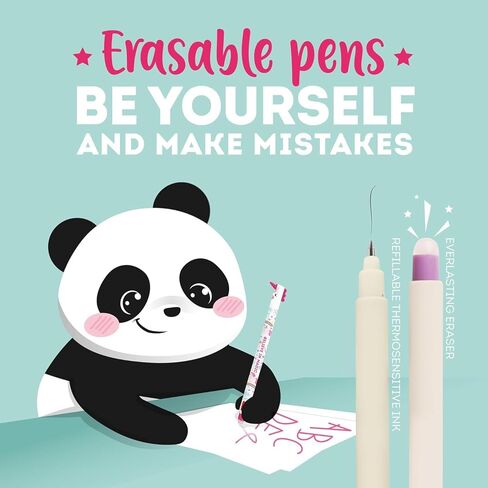 LEGAMI - Set of 15 Erasable Gel Pens with Thermosensitive Erase Ink, Range of ink colours & barrel designs, 0.7mm Tip, Animal Designs, Ladybug, Monster, Tiger, and Farmyard in Kuwait