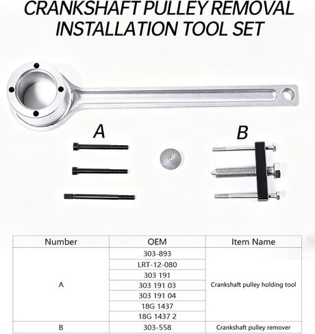 Crankshaft Pulley Removal Installation Tool Kit Crankshaft Damper Remover Puller Tool Set Compatible with Jaguar Land Rover 3.2 3.5 4.0 4.4 V9 Petrol Engine Replace 303-191 303-558 303-893 in Saudi Arabia