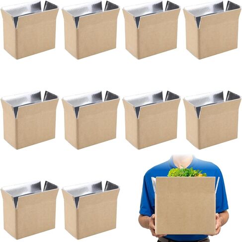 10 PCS Insulated Shipping Boxes, 8.7 x 4.7 x 5.7 in Heavy-Duty Foam Cooler with Aluminum Foil Lining, Foldable for Easy Storage, Great for Transporting Fresh Food, Seafood, Flowers in Saudi Arabia