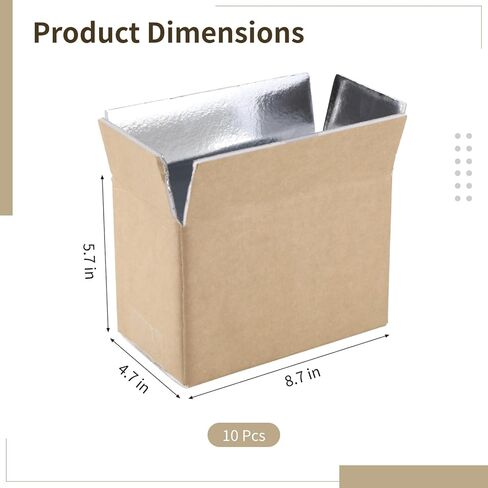 10 PCS Insulated Shipping Boxes, 8.7 x 4.7 x 5.7 in Heavy-Duty Foam Cooler with Aluminum Foil Lining, Foldable for Easy Storage, Great for Transporting Fresh Food, Seafood, Flowers in Saudi Arabia