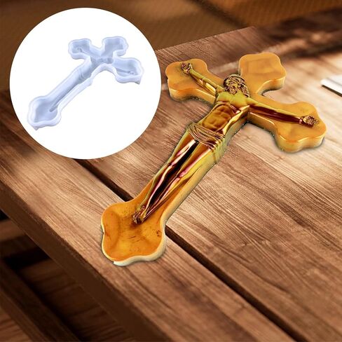 Epoxy Resin Cross Molds Jesus Cross Resin Casting Mold Multi Used Party Supplies Silicone Mold for Room Decor Pendant, White in Saudi Arabia