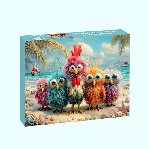 Puzzles for Adults 500 Pieces, Chicken Jigsaw Puzzles - Beach Bunch, Impossible Beach Puzzles for Seniors Family, 20.47x14.96 inches, 1:1 Poster, Letter on The Back in Saudi Arabia