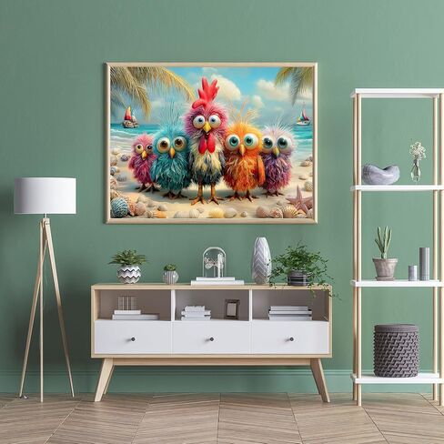 Puzzles for Adults 500 Pieces, Chicken Jigsaw Puzzles - Beach Bunch, Impossible Beach Puzzles for Seniors Family, 20.47x14.96 inches, 1:1 Poster, Letter on The Back in Saudi Arabia