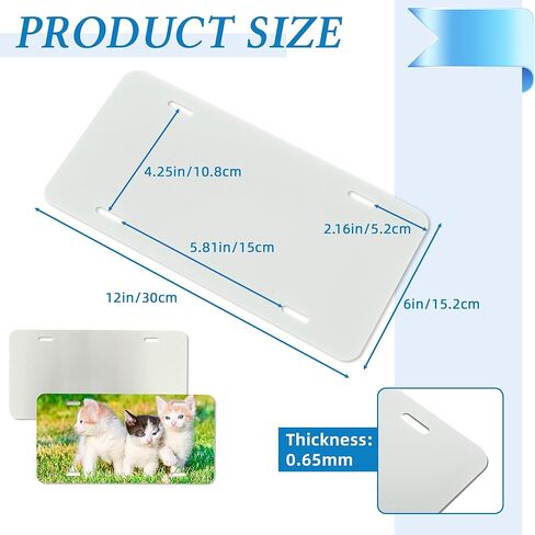 100 Pack Sublimation License Plate Blanks, Metal Aluminum Blank License Plate for Heat Transfer Vinyl 6"x12"x0.65mm, Automotive License Plates Tag for DIY Custom Gift/Decorative Nameplates/Signboards in Saudi Arabia
