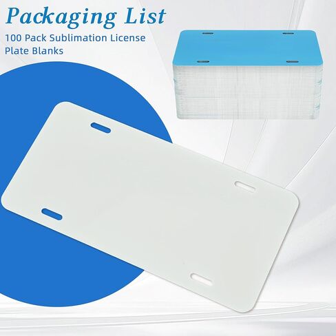 100 Pack Sublimation License Plate Blanks, Metal Aluminum Blank License Plate for Heat Transfer Vinyl 6"x12"x0.65mm, Automotive License Plates Tag for DIY Custom Gift/Decorative Nameplates/Signboards in Saudi Arabia