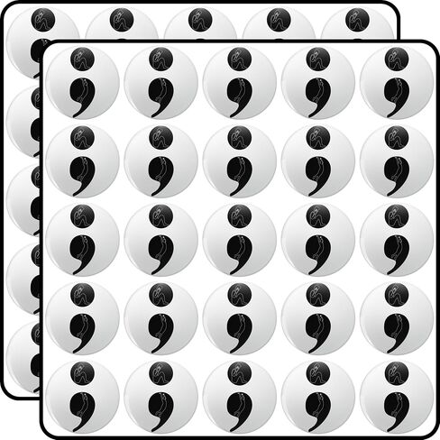 Project Semi Colon Two Sides 1" 50 Pack Scrapbooking Stickers Waterproof Vinyl Decals for Water Bottle Laptop Phone Case in Kuwait