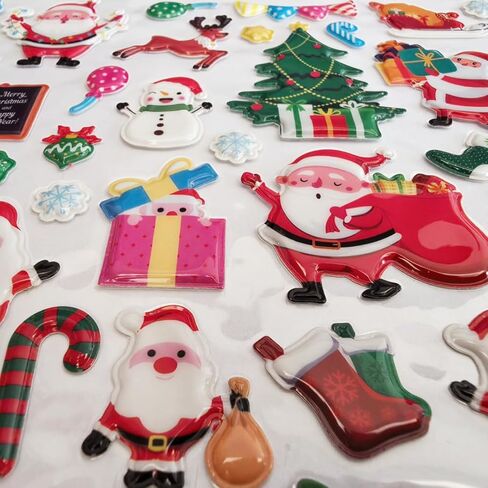 3D Christmas Puffy Stickers 4 Sheets 300+ Waterproof Santa Snowman Tree Themed Stickers for Xmas Crafts, Scrapbooking, Gifts, Party Decor for age13+ in Kuwait