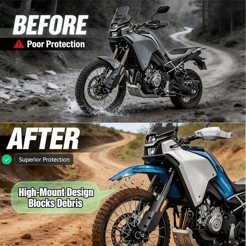 High Mount Front Fender for CFMOTO 450MT 2024-2026, ABS Motorcycle Front Mudguard for Off-Road Adventure, Direct Bolt-On Front Splash Guard (Gray) in Saudi Arabia