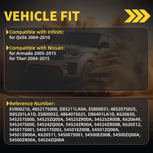 ذراع التحكم الأمامي العلوي والسفلي مع وصلة كروية تناسب إنفينيتي Qx56 2004-2010، نيسان أرمادا 2005-2015، تيتان 2004-2015 - طقم تعليق 10 قطع K620511 K620512 K620649 K620650 in Kuwait
