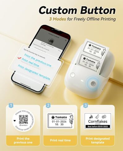 NIIMBOT B2 Label Maker Machine, 2026 New Version Thermal Label Printer, Sticker Printer for Home, Business and Office, Came with 1 Roll Label,Silver in Kuwait