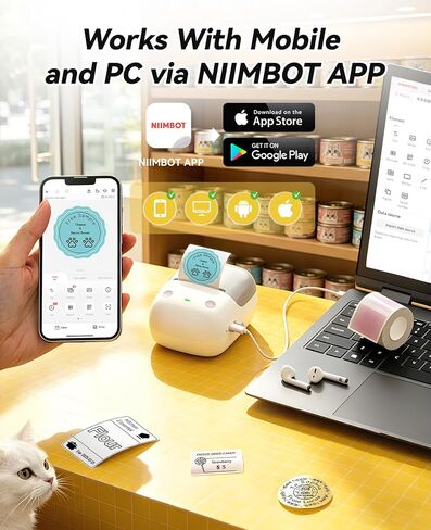 NIIMBOT B2 Label Maker Machine, 2026 New Version Thermal Label Printer, Sticker Printer for Home, Business and Office, Came with 1 Roll Label,Silver in Kuwait