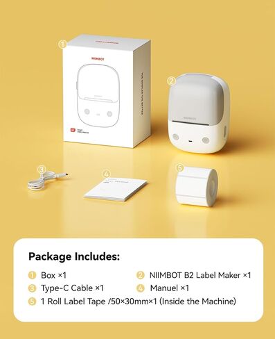 NIIMBOT B2 Label Maker Machine, 2026 New Version Thermal Label Printer, Sticker Printer for Home, Business and Office, Came with 1 Roll Label,Silver in Kuwait