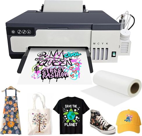 A4 DTF Printer, XP600 Printhead DTF Transfer Printer, 5760 * 1440dpi High Resolution, Built-in White Ink Circulation & Stirring System, High Speed Printing for T-Shirts & Fabrics in Kuwait