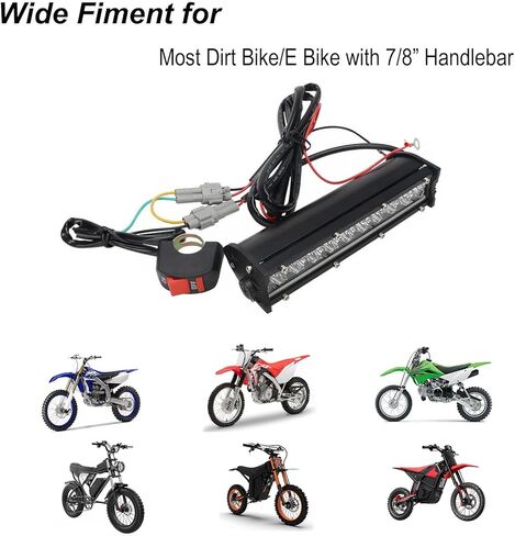 شريط إضاءة LED للدراجة الترابية، 60 وات 2500LM Pluy-Play Light Bar متوافق مع معظم مقود الدراجات النارية مقاس 7/8 بوصة CRF110 TTR110 CRF250F KLX140 KLX110 YZ125 in Kuwait