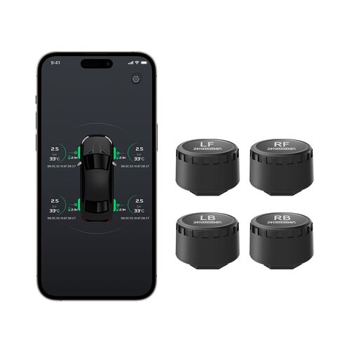 Wireless Tire Pressure Monitoring System TPMS Sensors for Automobiles, Motorcycles, Powersport Vehicles, RVs, Trailers, Real-Time Display Support iOS App (-40°C - 125°C) 4 Pack in Kuwait