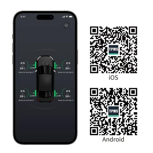 Wireless Tire Pressure Monitoring System TPMS Sensors for Automobiles, Motorcycles, Powersport Vehicles, RVs, Trailers, Real-Time Display Support iOS App (-40°C - 125°C) 4 Pack in Kuwait