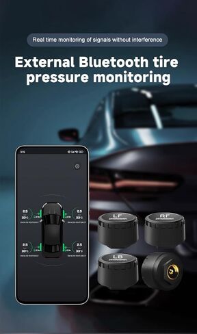 Wireless Tire Pressure Monitoring System TPMS Sensors for Automobiles, Motorcycles, Powersport Vehicles, RVs, Trailers, Real-Time Display Support iOS App (-40°C - 125°C) 4 Pack in Kuwait