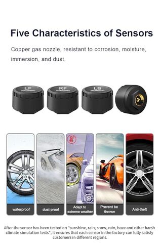 Wireless Tire Pressure Monitoring System TPMS Sensors for Automobiles, Motorcycles, Powersport Vehicles, RVs, Trailers, Real-Time Display Support iOS App (-40°C - 125°C) 4 Pack in Kuwait