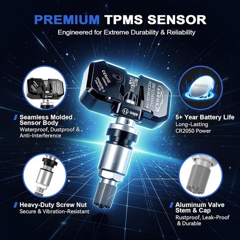 TPMS Sensor, 433 Mhz 4-Pack Tire Pressure Monitoring Sensor Compatible for Subaru Replace# 28103FL00A, 28103FL013, 28103FL00C, 28103FL00E，28103FL010, 28103FL00B (Silver, 4PCS) in Saudi Arabia