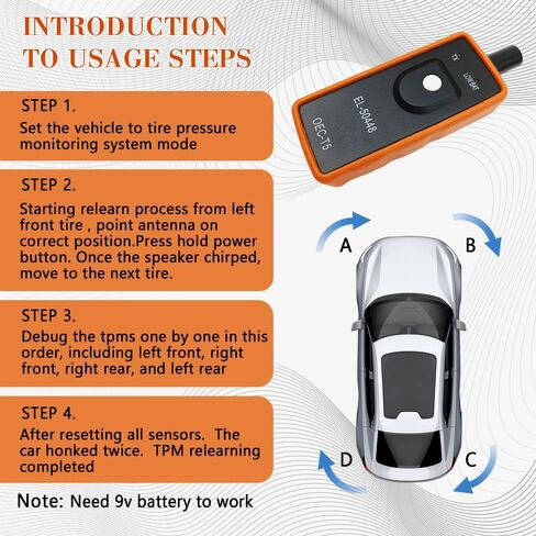أداة إعادة تعلم TPMS، أداة برمجة TPMS، مستشعر نظام مراقبة ضغط الإطارات التلقائي 12 فولت، مستشعر مراقبة ضغط الإطارات EL-50448، أداة تنشيط إعادة تعيين TPMS لمعظم المركبات المتسلسلة in Kuwait