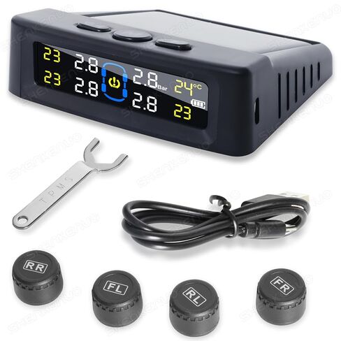 RV Tire Pressure Monitoring System,TPMS with USB/Solar Dual Charging, 6 Alarm Modes,0–144 PSI, 4 Sensors (up to 12),50ft Range, for RV/Trailer/Truck/SUV/MPV,2026 Edition (6 sensors) in Kuwait