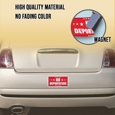 Magnet Sticker No Deportation Magnetic Anti Funny Leftist Feminist Social Justice Human Rights Red Magnet for Bumper, Refrigerator, Cruise Door, Car, Truck 7.5x3.75in in Kuwait