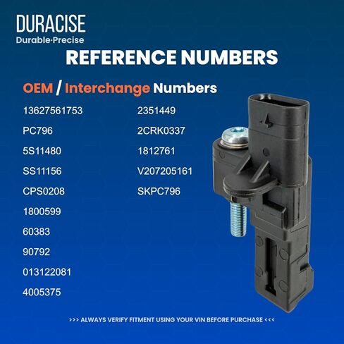 DURACISE Crankshaft Position Sensor Compatible with 2007-2016 MINI Cooper, 2011-2017 Cooper Countryman, 2013-2016 Cooper Paceman & 2012-2015 BMW 118i, 2016 120i, 2012 125i, Replace #13627561753, PC796 in Saudi Arabia