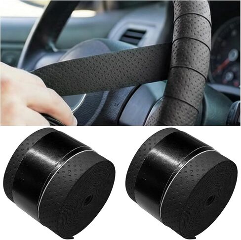 2PCS 16.4Ft Car Steering Wheel Wrap Tape, Non-Slip Sweat Absorbent Self-Adhesive Steering Wheel Protective Bandage, Universal Breathable Auto Interior Accessories for Truck SUV (Red) in Saudi Arabia