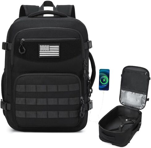 Carry On Backpack, Large Tactical Travel Backpack for Men Personal Item, Lightweight Suitcase Luggage Backpack Airplane Approved Weekender Bag, 17" Laptop Daypack for Flight, Travel in Saudi Arabia