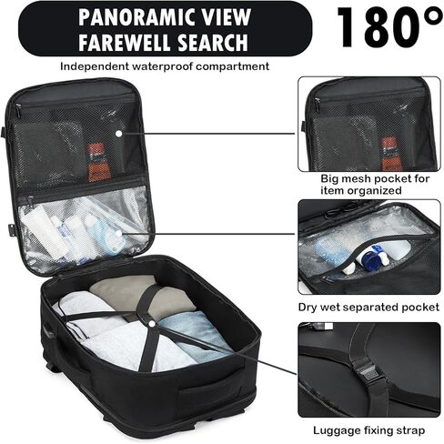 Carry On Backpack, Large Tactical Travel Backpack for Men Personal Item, Lightweight Suitcase Luggage Backpack Airplane Approved Weekender Bag, 17" Laptop Daypack for Flight, Travel in Saudi Arabia