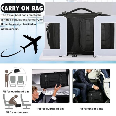 Carry On Backpack, Large Tactical Travel Backpack for Men Personal Item, Lightweight Suitcase Luggage Backpack Airplane Approved Weekender Bag, 17" Laptop Daypack for Flight, Travel in Saudi Arabia