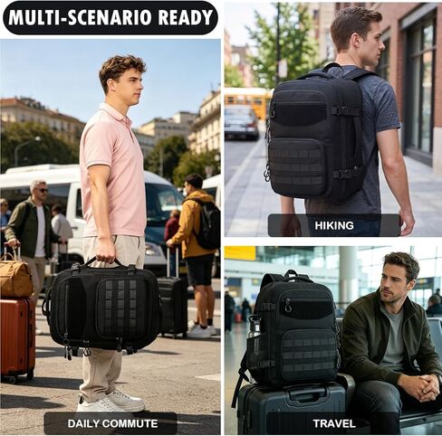 Carry On Backpack, Large Tactical Travel Backpack for Men Personal Item, Lightweight Suitcase Luggage Backpack Airplane Approved Weekender Bag, 17" Laptop Daypack for Flight, Travel in Saudi Arabia
