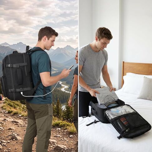 Carry On Backpack, Large Tactical Travel Backpack for Men Personal Item, Lightweight Suitcase Luggage Backpack Airplane Approved Weekender Bag, 17" Laptop Daypack for Flight, Travel in Saudi Arabia