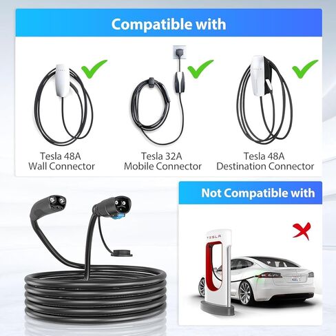 EVDANCE Extension Cord for Tesla, Up to 50A 21FT 12KW 240V NACS Extension Cord for EV Charger, Compatible with Tesla Wall Connector, Tesla Extension Cord for Model Y/X/3/S in Saudi Arabia
