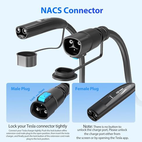 EVDANCE Extension Cord for Tesla, Up to 50A 21FT 12KW 240V NACS Extension Cord for EV Charger, Compatible with Tesla Wall Connector, Tesla Extension Cord for Model Y/X/3/S in Saudi Arabia