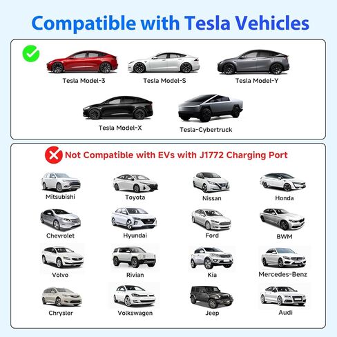 EVDANCE Extension Cord for Tesla, Up to 50A 21FT 12KW 240V NACS Extension Cord for EV Charger, Compatible with Tesla Wall Connector, Tesla Extension Cord for Model Y/X/3/S in Saudi Arabia
