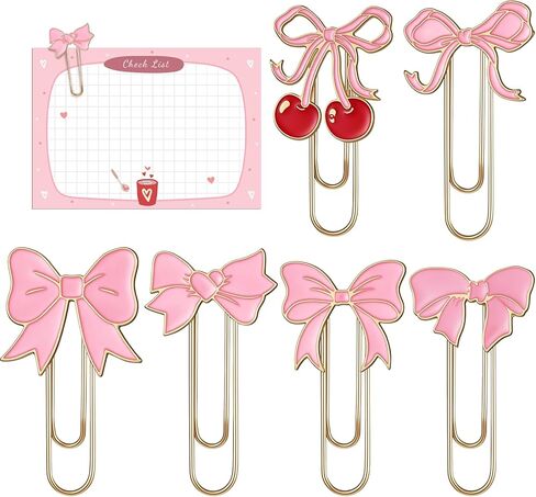 Cute Paperclip Bookmark, 6 Pcs Large Metal Paperclips, Cute Bookmarks, Coquette Preppy Planner Clips for Office Home Supplies Gifts Wedding Decoration in Kuwait