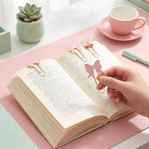 Cute Paperclip Bookmark, 6 Pcs Large Metal Paperclips, Cute Bookmarks, Coquette Preppy Planner Clips for Office Home Supplies Gifts Wedding Decoration in Kuwait