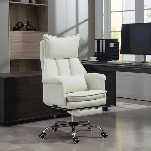 Home Office Desk Chairs Executive Office Chair 155° Reclining Office Chair with Footrest Leather High Back Comfy Computer Chair Lumbar Support for Game, Work in Saudi Arabia