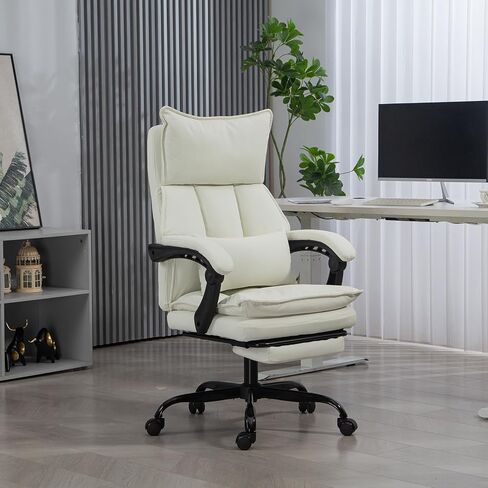 Home Office Desk Chairs Executive Office Chair 155° Reclining Office Chair with Footrest Leather High Back Comfy Computer Chair Lumbar Support for Game, Work in Saudi Arabia