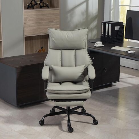 Home Office Desk Chairs Executive Office Chair 155° Reclining Office Chair with Footrest Leather High Back Comfy Computer Chair Lumbar Support for Game, Work in Saudi Arabia