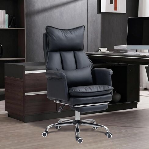 Home Office Desk Chairs Executive Office Chair 155° Reclining Office Chair with Footrest Leather High Back Comfy Computer Chair Lumbar Support for Game, Work in Saudi Arabia