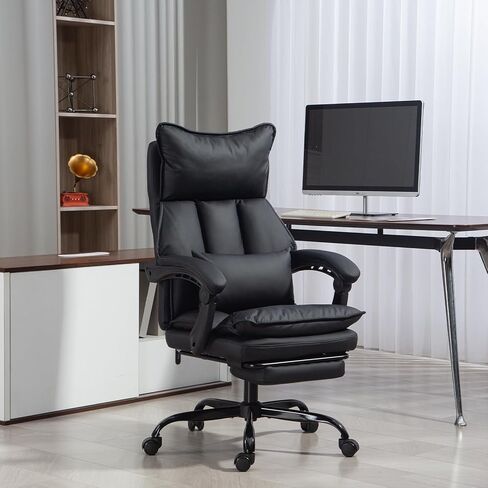 Home Office Desk Chairs Executive Office Chair 155° Reclining Office Chair with Footrest Leather High Back Comfy Computer Chair Lumbar Support for Game, Work in Saudi Arabia