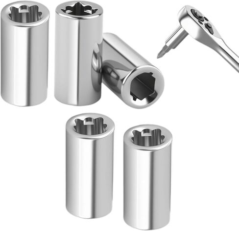 1/4" Square to 1/4" Hex Adapter - 5 Pack Chrome Vanadium Steel Bit Holders with Spring Lock for Socket Wrench, Ratchet Driver - Universal Drill Bit Converter in Saudi Arabia