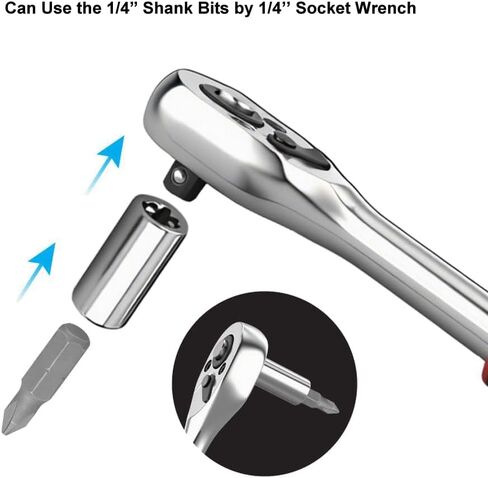 1/4" Square to 1/4" Hex Adapter - 5 Pack Chrome Vanadium Steel Bit Holders with Spring Lock for Socket Wrench, Ratchet Driver - Universal Drill Bit Converter in Saudi Arabia