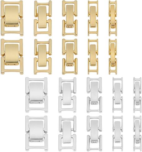 24Pcs Gold Silver Watch or Bracelet Fold Over Clasp 15-17.5mm Brass Watch Band Extension Clasps Strap Replacement Extenders Closures for Jewelry Making Necklaces Bracelets DIY Crafts in Kuwait
