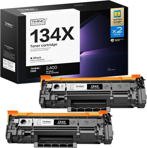 خراطيش حبر سوداء 134X (مع رقاقة) بديلة متوافقة مع خراطيش الحبر HP 134X W1340X 134A W134A تعمل مع طابعة LaserJet M209dw MFP M234dw M234sdw M234sdn (2 أسود) in Kuwait
