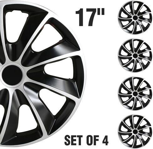 SCITOO 17 Inch Set of Black 4 Wheel Cover Rim 17 Tire & Rim Snap on Hubcap in Kuwait