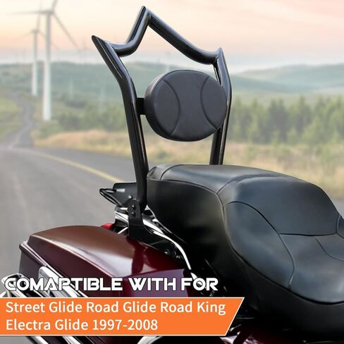 AUFER Motorcyle Rear Passenger Backrest Sissy Bar With Pad Compatible With For Harley Touring Road King Electra Glide Street Glide Road Glide FLHR FLHX FLHT FLTR 1997-2008 Upright Passenger Backrest in Kuwait
